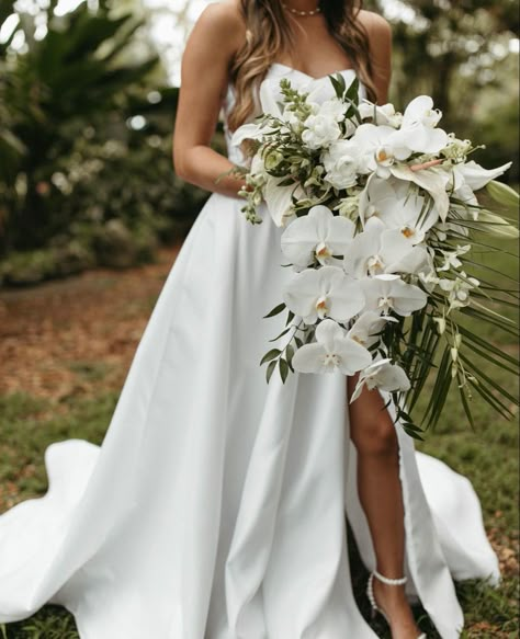 Orchids At Wedding, Beach Bride Bouquet, Cascading Tropical Wedding Bouquets, Orchid Flower Bouquet Wedding, Wedding Bouquets With Orchids, Large Bouquet Wedding, Hawaii Wedding Bouquet, Hawaiian Wedding Bouquet, Orchid Wedding Bouquets