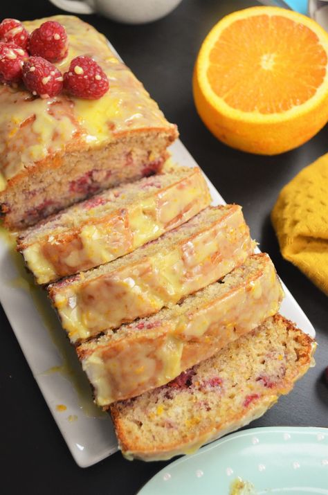 Orange Raspberry Loaf Orange Raspberry Muffins, Orange Raspberry Cake, Orange Baked Goods, Orange Cream Cheese Loaf, Orange Bread Loaf, Raspberry Loaf Recipes, Orange Loaf Recipe, Raspberry Loaf Cake, Orange Tea Cake