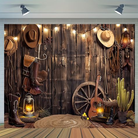 Faster shipping. Better service Cowboy Backdrop, Western Party Decorations, Barn Backdrop, Cowboy Theme Party, Fall Backdrops, Barn Photography, Wooden Barn, Photos Booth, Western Parties