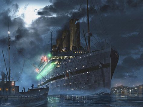 Channel Painting, Titanic Drawing, Hmhs Britannic, Titanic Sinking, Titanic History, Titanic Ship, Ipad Snap, Ocean Liner, 3d Wallpapers