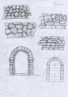 Drawing Stone Walls, Ruins Drawing, Pencil Drawings For Beginners, Architecture Drawing Plan, Texture Drawing, Building Drawing, Architecture Design Sketch, Architecture Design Drawing, Architecture Concept Drawings