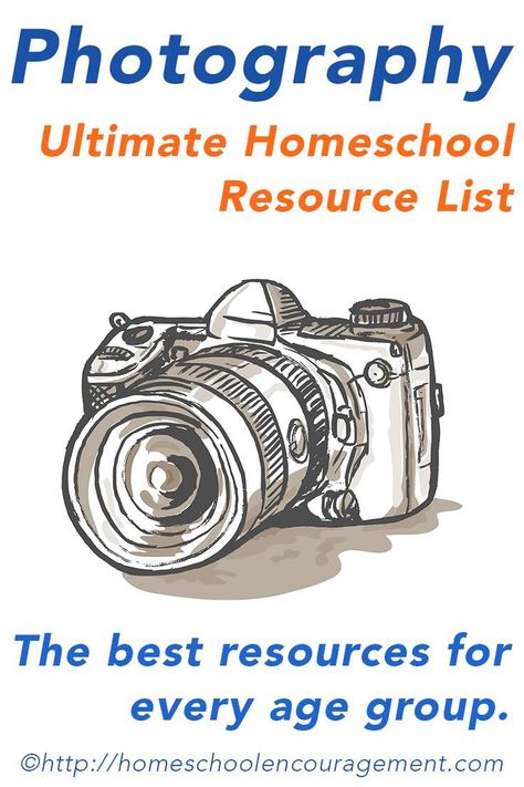 Homeschool Photography Resource List Divided by age group. Homeschool Photography, Camera Lessons, Homeschool Tools, Homeschool Electives, Teaching Photography, Homeschooling Curriculum, High School Photography, Homeschool Fun, Learning Board