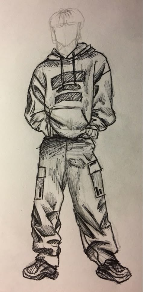 Sagging Pants Drawing, Cloths Drawing Idea, Sweatpants Drawing Reference Male, Baggy Sketch, Baggy Shirt Drawing Reference, Hood Draw Reference, Jean Shorts Drawing, Baggy Pants Sketch, Sweatpants Drawing Reference