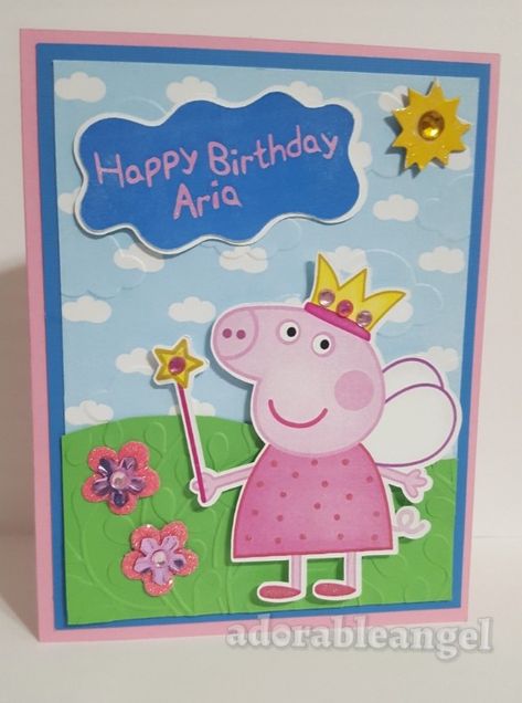 Handmade peppa pig card, personalized birthday card, cricut made, peppa pig Peppa Pig Birthday Cards, Peppa Pig Birthday Card Handmade, Peppa Pig Cards Handmade, Peppa Pig Card, Birthday Card Cricut, Pig Birthday Card, Alice In Wonderland Fancy Dress, Pig Birthday Party Decorations, George Pig Birthday