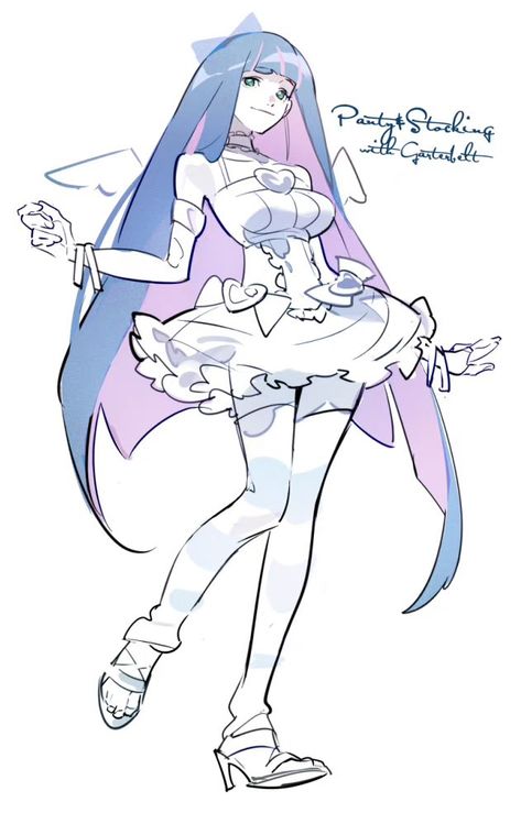 Stocking Art, Panty And Stocking Anime, Panty And Stocking, 영감을 주는 캐릭터, Art Block, An Anime, Cartoon Art Styles, Art Reference Poses, Character Drawing