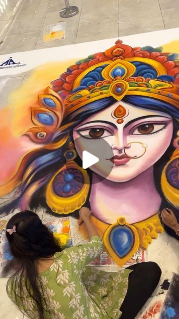 Rangoli Painting, Devi Maa, Navratri Festival, Navratri Special, Painting Artist, Durga Maa, Rangoli Designs, Artist Painting, Art Day