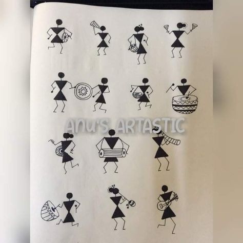 Warli Drawing Ideas, Warli Art Designs On Fabric, Warli Art Mehndi Designs, Varli Art Painting, Worli Painting On Fabric, Warli Paintings Easy, Worli Painting Designs, Varli Painting Art, Warli Art Easy