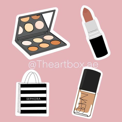 The art box on Instagram: “Cosmetics stickers🎀 Order yours now • • • • #sephora #jeffreestar #jamescharlespalette #palette #nars #makeup # #stickers #uae” Makeup Stickers Printable, Asthetic Stationery, Stickers Makeup, Cakes Pictures, Iphone Keyboard, Sephora Bag, Makeup Stickers, Makeup Drawing, Paper Duck