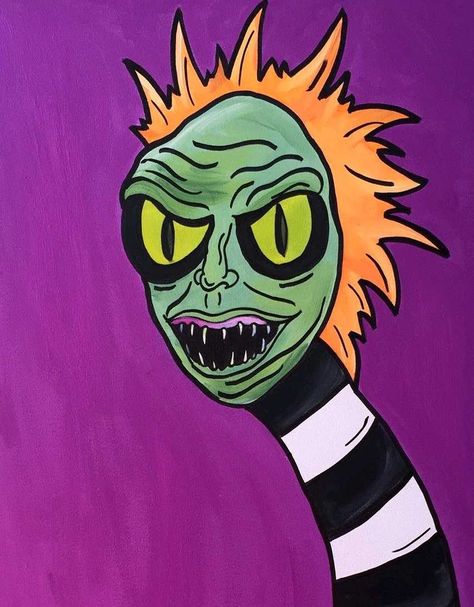 Beetlejuice Snake, Spiderman Canvas, Halloween Canvas Art, Halloween Painting, Canvas Painting Diy, Pop Art Print, Theme Halloween, Trippy Art, Mini Canvas Art