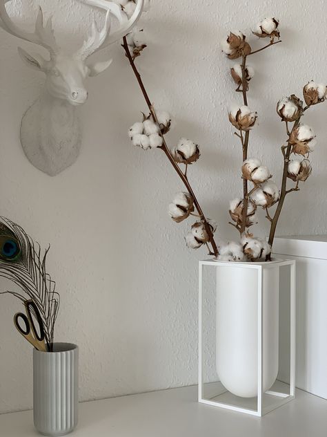 Minimal Bouquet, Cotton Branches, Cotton Decor, Watercolour Inspiration, Branch Decor, Home Decor Accessories, Bedroom Inspirations, Apartment Decor, To Look