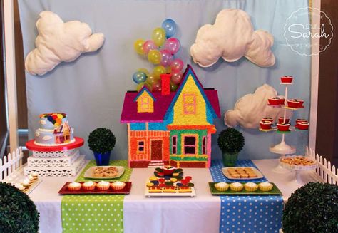 Fantastic dessert table at an Up birthday party! See more party ideas at CatchMyParty.com! Disney Up Dessert Table, Fantastic Dessert, Senior Breakfast, Up Birthday Party, Dessert Table Backdrop, 1st Birthday Party For Girls, Graduation Party Planning, Dessert Table Decor, Monster Inc