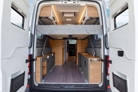 Knaus turns the VW Crafter van into a new type of CUV, a caravanning utility vehicle Transit Camper Conversion, Ford Transit Camper Conversion, Ford Transit Camper, Transit Camper, Airstream Renovation, Sprinter Camper, Vw Crafter, Camper Renovation, Camper Van Conversion