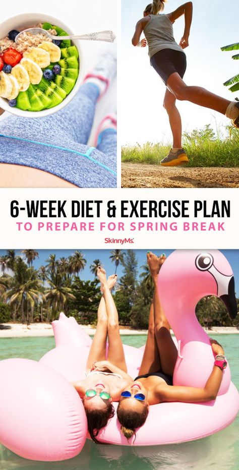 Shed those excess winter pounds and tighten up your muscles by taking part in this 6-week diet and exercise plan to prepare for spring break! Diet And Exercise Plan, Exercise Plan, Week Diet, Diet And Exercise, Diet Keto, Lose 50 Pounds, Lose Belly, Fitness Diet, Lose Belly Fat