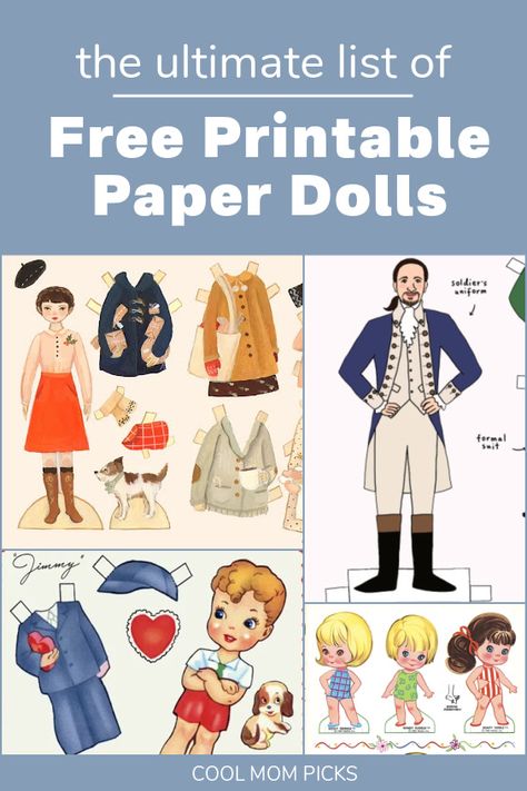 Free printable paper dolls provide so much unplugged fun for kids! We've found wonderful options from classics like Betsy McCall to modern Disney Princesses, Hamilton, original characters and more. | Cool Mom Picks Fabric Paper Dolls Diy, Large Paper Dolls Free Printable, Free Paperdoll Printables, Vintage Paper Dolls 1950s Free Printable, Printable Paper Dolls Free, Boy Paper Dolls Printable Free, Printable Paper Dolls Free Templates, Vintage Paper Dolls Printable Free, Free Printable Paper Dolls Templates