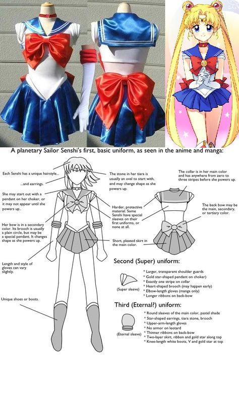 Sailor Basic Uniform                                                                                                                                                     More                                                                                                                                                                                 Más Sailor Moon Uniform, Sailor Moon Cosplay Tutorial, Sailormoon Costumes, Sailor Moon Halloween Costume, Sailor Moon Cosplay Costumes, Sailor Moon Party, Diy Fantasia, Accessories Cosplay, Sailor Moon Costume