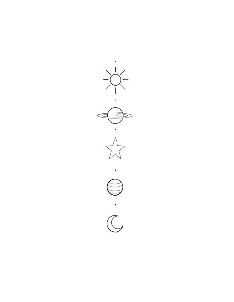 Basic Tattoo Designs Stencils, Energy Symbol Tattoo, Planets Tattoo Simple, Circles Tattoo, Tato Geisha, Planet Tattoo, Small Girly Tattoos, Universe Tattoo, Hand And Finger Tattoos