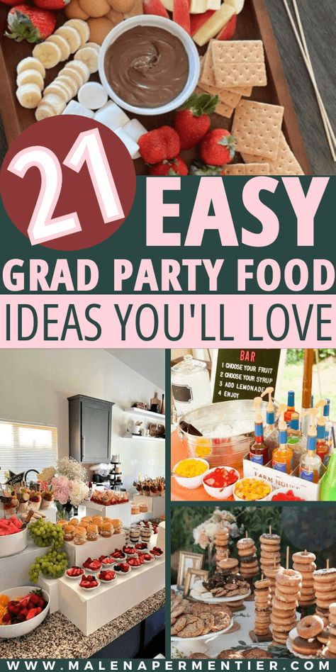 21 Best Graduation Party Food Ideas On A Budget (That Are Easy To Make) Graduation Party Appetizers, Graduation Party Snacks, Salad Bowl Ideas, Food Ideas On A Budget, Graduation Party Food Ideas, Grad Party Food, Graduation Party Food, Party Food Menu, Graduation Party Desserts