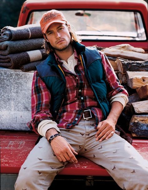 Gabriel, Polo RL, Schiffli Roughwear, 2004 Gabriel Aubrey, Lumberjack Aesthetic, Gabriel Aubry, Lumberjack Style, Mens Fashion Denim, Double Rl, Preppy Mens Fashion, Mens Fashion Editorial, Manly Men