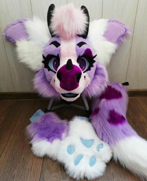 Reptile Fursuit, Purple Fursuit, Bat Fursuit, Dino Masks, Fursuit Making, Fursona Ideas, Dino Mask, Cute Fursuits, Fursuit Ideas