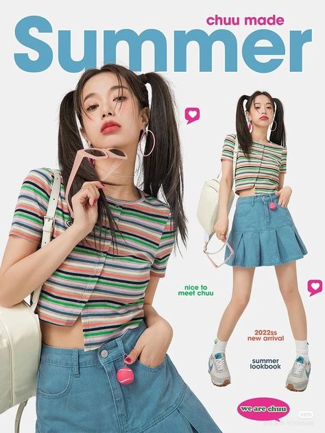 Colorful Kpop Outfits, Y2k Korean Fashion, Korean Fashion 2023, Look Festival, Summer Lookbook, Fashion Poster, 2000s Fashion, Character Outfits, Lookbook Outfits