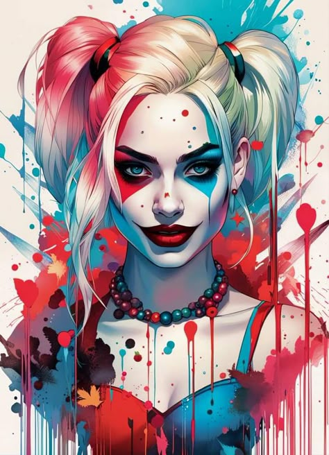 Marvel Woman Wallpaper, Harley Quinn Tattoo Ideas For Women, Harley Quinn Background, Harley Quinn Art Illustrations, Harley Quinn Comic Art, Harley Quinn Kunst, Harley Quinn Painting, Harley Quinn Cartoon, Harley Quinn Wallpaper