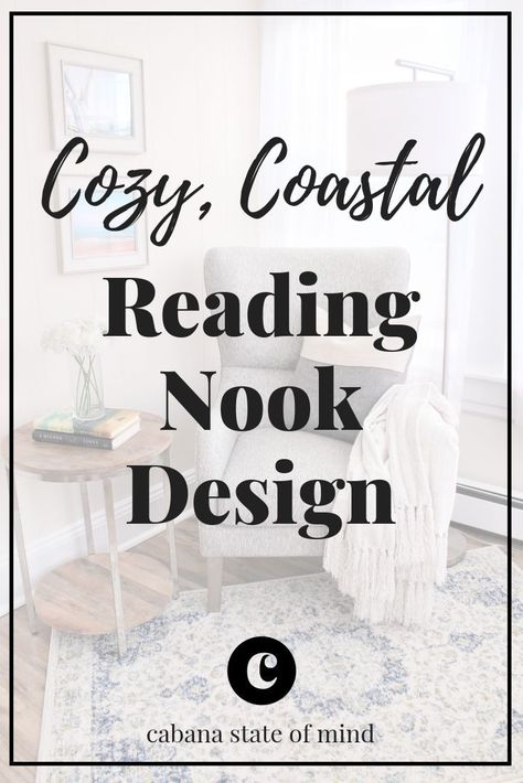 I turned this corner of our beach bungalow into a cozy reading nook inspired by coastal design Coastal Cozy, Reading Nook Chair, Beach Bungalow, Coastal Living Rooms, Old Frames, Coastal Design, Cozy Reading Nook, Cozy Reading, Cool Chairs