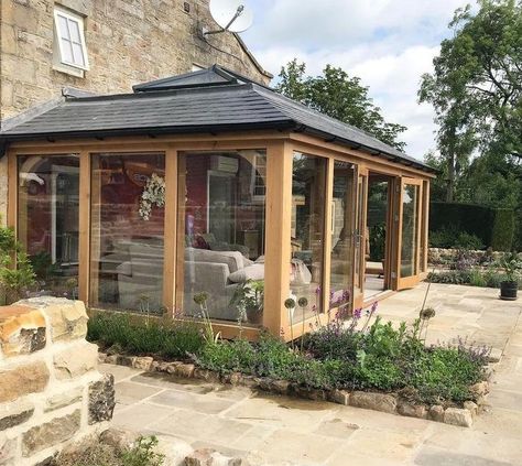 10 Stunning small orangery extension ideas | Fifi McGee Small Conservatory Interiors, Small Orangery Extension, Small Orangery, Small Conservatory, Oak Framed Extensions, Orangery Extension, Conservatory Interior, Cottage Extension, Glass Porch