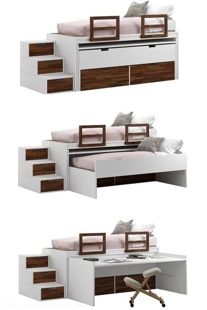 Space Saving Beds, Bed Platform, Convertible Furniture, Furniture Small Spaces, Pull Out Bed, Kids Bunk Beds, Small Room Design, Furniture Couch, Bed With Drawers