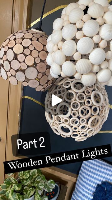 BETHANY JOY SY |diy•renovation•parenting| on Instagram: "The 3rd and final wooden pendant light is done! Shall we call it a trilogy of lights? This is the easiest DIY project ever! But the burning 🔥 question is… SHOULD I PAINT THEM? And if so, what color?? Tutorial and supplies linked in my bio! Go make your own!" Resin Wooden Hanging Lights, Wooden Pendant Light, Color Tutorial, Bethany Joy, Wooden Pendant Lighting, The Burning, Diy Renovation, Wooden Pendant, Affordable Home Decor