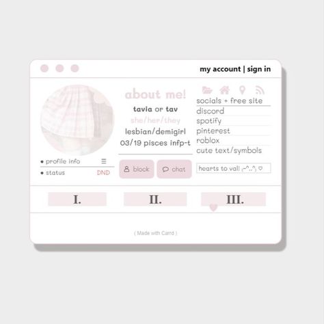 website: carrd.co ♡ ꒰ made by me ; creds to 
maizecrds on yt ꒱ ∩⑅∩ Carrd Profile Template, Carrd Inspo Template Pink, 97 Archives, Carrd Inspo Template Website, Pink Carrd Ideas, Free Carrd Template, Aesthetic Carrd Templates, Carrd Co Templates Free, Carrd Inspo Commission