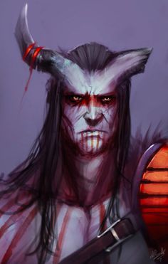 Man With Horns Art, Tiefling Barbarian Male, Tiefling Barbarian, Male Tiefling, Dragon Age Qunari, Tiefling Male, Dragon Age Rpg, Mountain Men, Dragon Age Inquisition