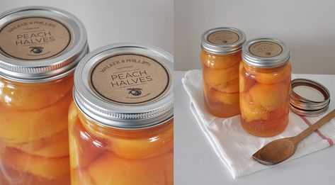 Recipe for canned peaches using local Okanagan peaches, Bernardin canning jars and a simple sugar syrup. Makes about 4 Litres of canned peaches. Canning Peaches Recipes, Preserving Peaches, Can Peaches Recipes, Peach Chutney Recipes, Simple Sugar Syrup, Canning Peaches, Canned Pears, Pear Dessert, Canning Fruit