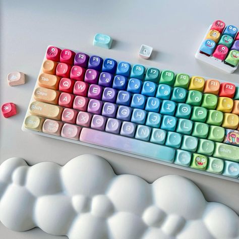 The set is not only aesthetically pleasing but also provides a comfortable typing experience. The MOA key profile adds an extra touch of cuteness with its rounded corners and shapes. The keycaps are easy to install and fit various layouts with uniform heights. Get ready to turn your desk space into a colorful haven with these smiley cute imps! ★ Product Content ★ ◇ Keycap set (143 keys, key puller included) ◇ Keyboard NOT included ★ Spec ◇ Language: English ◇ Profile: MOA (tall, uniform shape) ◇ Profile Cute, Kou Diabolik Lovers, Keycap Set, Keyboard Accessories, Office Room Decor, Key Caps, Gamer Room, Desk Space, Pc Setup