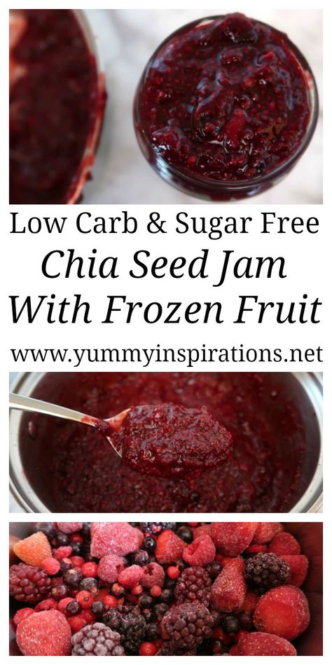 Chia Seed Jam Recipe, Ella Vegan, Sugar Free Jam Recipes, Chia Jam Recipe, Frozen Fruit Recipes, Chia Seed Jam, Sugar Free Jam, Chia Seed Recipes, Chia Jam