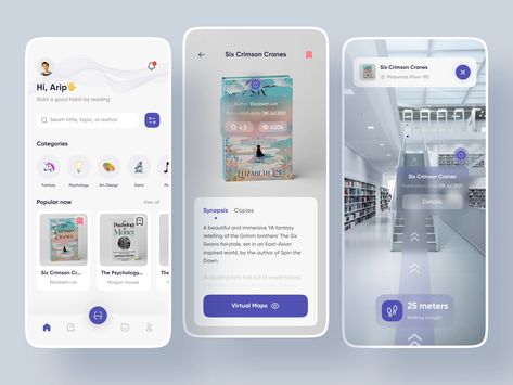 AR Library - App Design by Arip for Enver Studio on Dribbble Ar Interface Design, Library App Design, Room Planner App, Creative App Design, Ar App, Ux Design Principles, Ar Design, Creative Market Design, Library App