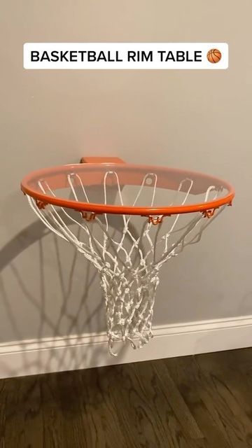 Basketball Rim Ideas, Diy Basketball Decor, Basketball Rim Table, Diy Basketball Lamp, Diy Bedroom Basketball Hoop, Diy Basketball Hoop, Men Room Ideas Bedrooms, Boys Basketball Room, Basketball Themed Bedroom Pottery Barn Teen