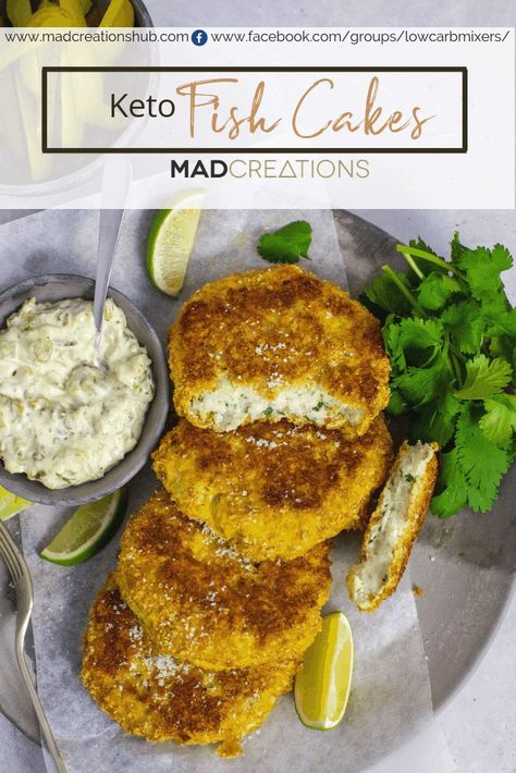 Mad Creations Keto Fish Cakes are so easy and so delicious. Super low carb and a family favourite. #ketofishcake #ketoseafood #ketofishburger Keto Fish Cakes, Fish Burger Recipe, Keto Fish, Fish Cakes Recipe, Fish Burger, Fish Cakes, Keto Food, Fish Cake, Low Carb Recipes Dessert