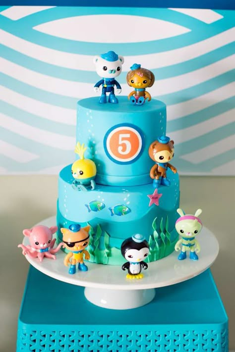 Octonauts birthday party cake! See more party ideas at CatchMyParty.com! Octonauts Birthday Party Ideas, Octonauts Cake, Octonauts Birthday Party, Octonauts Party, 3rd Birthday Cakes, Creative Cake Decorating, Childrens Birthday Cakes, Holiday Cakes, 6th Birthday Parties