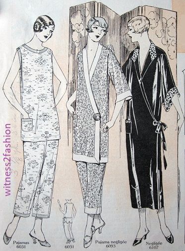 Pajamas for Girls and Women, 1920’s | witness2fashion 1920 Fashion Women, Menhera Fashion, 20’s Fashion, 1940s Women, Vintage Loungewear, Vintage Pajamas, 1920's Fashion, Pajama Pattern, 20th Century Fashion