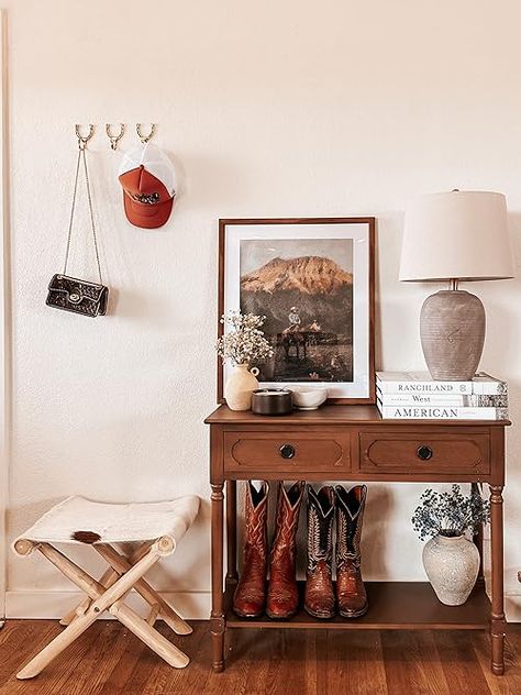 Brianna Purvis's Amazon Page Cowboy Cottage Decor, Ranch Room Decor, Neutral Country Aesthetic, Small Western Apartment, Western Scandinavian Interior, Living Room Inspiration Western, Apartment Decorating Western, Vintage Western Room Ideas, Vintage Ranch House Decor