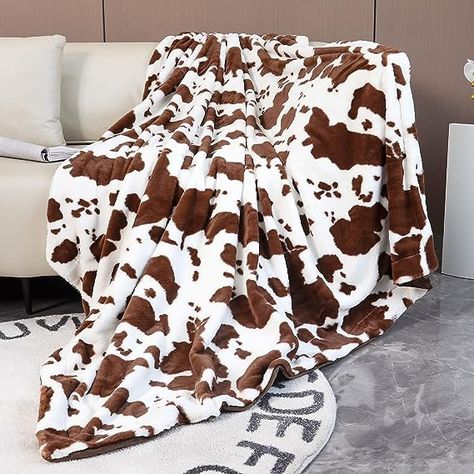 [Size & Measurement] 51 x 63 Inch, blanket throw size for kids and adults
[Ultra Soft Fabric] Double-layer blanket, made of plush mink fleece, and the back is made of crystal velvet, which is soft, warm, cozy, fluffy, lightweight and durable enough to provide you with long term use.
[Cute Animal Cow Design] Different colors cow's spot design, making it one of the more decorative blankets you can use in your home decor, very cute and lovely, suitable for kids, teens and adults. Cowhide Blanket, Cow Print Blanket, Brown Cow Print, Brown Throw Blanket, Blue Comforter Sets, Brown Cow, Sofa Throw Blanket, Dorm Ideas, Lightweight Blanket