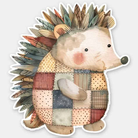 Patchwork Hedgehog Sticker Hedgehog Sticker, Christmas Clipart Free, Image Reference, Card Toppers, Hedgehogs, Kids Nursery Decor, Kids Stationery, Free Birthday Invitations, Christmas Clipart