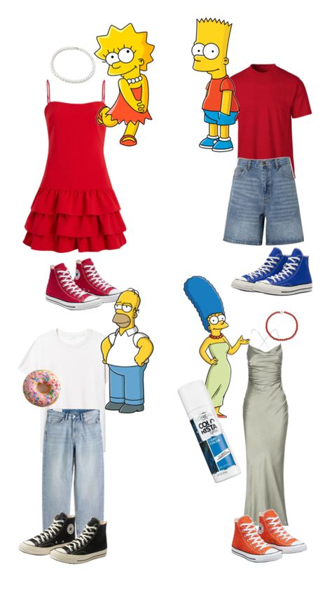 Halloween Costumes Squad, 4 Person Halloween Costumes, Simpsons Costumes, Simpsons Halloween, Bestie Ideas, Quick Halloween Costumes, Matching Halloween Costumes, Halloween Fits, Bff Halloween Costumes