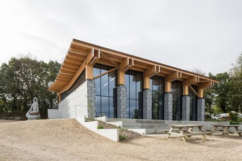 Located in Central Brittany, the purpose of this project is to welcome the visitors of the Welcome Center Architecture, Architecture Visitor Center, Visitor Center Architecture, Hotel And Convention Center Architecture, Architecture Cultural Center, Commercial Design Exterior, Rooftop Terrace Design, Terrace Design, Shade Structure