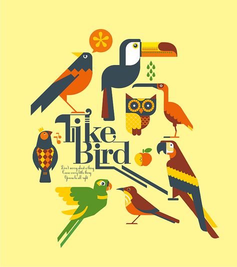 I really enjoy the style of these birds Birds Graphic Design, Bird Doodles, Bird Graphic Design, Parrot Poster, Bird Tattoos Arm, Bird Tattoo Back, Black Bird Tattoo, Pet Bird Cage, Small Bird Tattoo