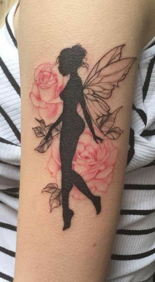 Fairy Cover Up Tattoo, Gothic Fairy Tattoos For Women, Feminine Fairy Tattoos, Fairy Rose Tattoo, Fairies Tattoos For Women, Beautiful Fairy Drawing, Water Fairy Tattoo, Fairy And Flower Tattoo, Fairy Tattoo Ideas For Women