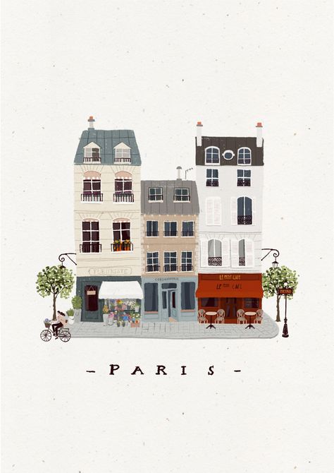 Paris Illustration, Paris Art Print, 그림 낙서, Building Illustration, House Illustration, City Illustration, 수채화 그림, Abstract Illustration, Paris Art