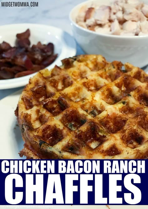 Amazing Chicken Bacon Ranch Chaffle • MidgetMomma Ranch Dressing Recipe Homemade, Dash Recipe, Chaffle Recipes, Waffle Iron Recipes, Keto Chaffle, Waffle Maker Recipes, Desserts Keto, Perfect Lunch, Chicken Bacon Ranch