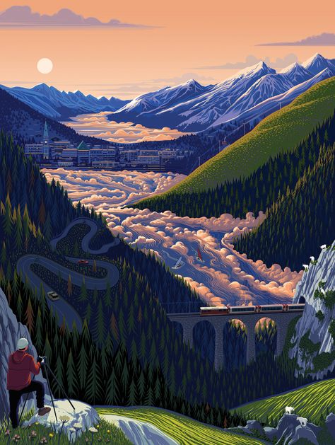 Behance :: For You Travel Clipart, New Scientist, St Moritz, The Far Side, Epic Journey, Penguin Random House, Landscape Illustration, Illustration Graphic Design, Landscape Artist