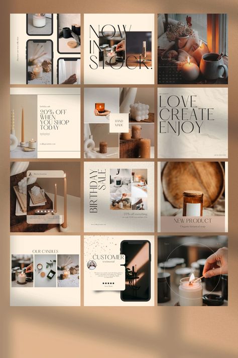 Candle Business Instagram Posts, Social Media Marketing Posts For Candle Maker😍 Candle Business Instagram, Aesthetic Fonts Dafont, Minimalist Instagram Post, Instagram Post Design Ideas, Candle Template, Minimal Candles, Aesthetic Instagram Post, Post Design Ideas, Fonts Dafont